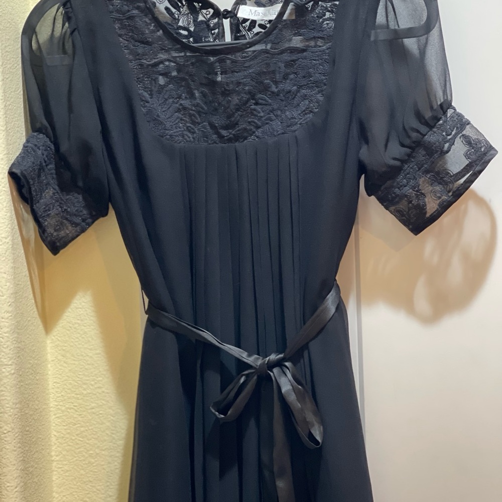 Max Mara silk chiffon black dress xs 0